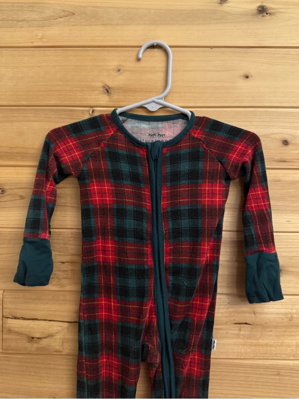 PLAY CONDITION Little Sleepies 0-3 Months Bamboo Plaid Christmas Zippered Pajama